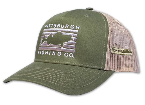 Pittsburgh - Fish Rectangle Hat - Olive / Tan