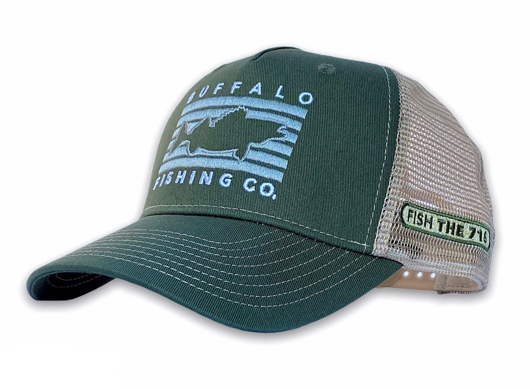 Buffalo - Fish Rectangle Hat - Green / Tan