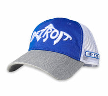 Load image into Gallery viewer, Detroit Fish - Unstructured Trucker Hat - Silver / Blue / White