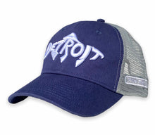Load image into Gallery viewer, Detroit Fish - Unstructured Trucker Hat - Navy / Grey