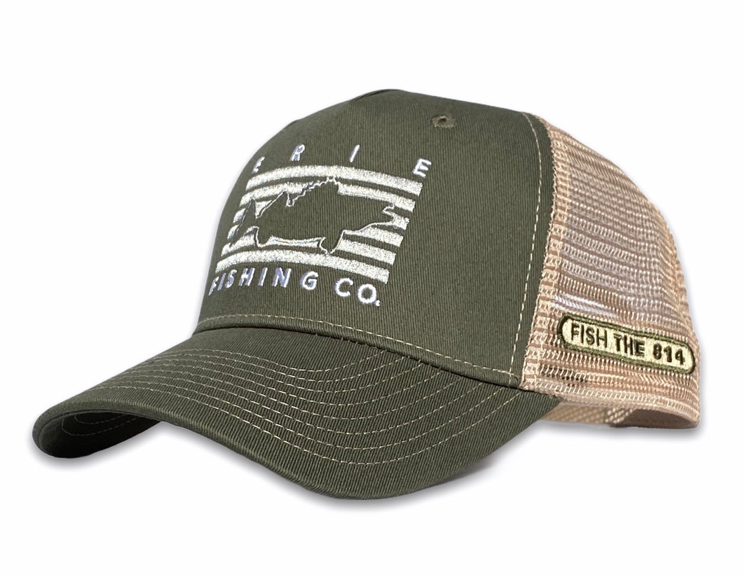 Erie - Fish Rectangle Hat - Olive / Tan