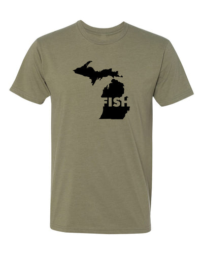FISH Michigan T Shirt - Olive Green