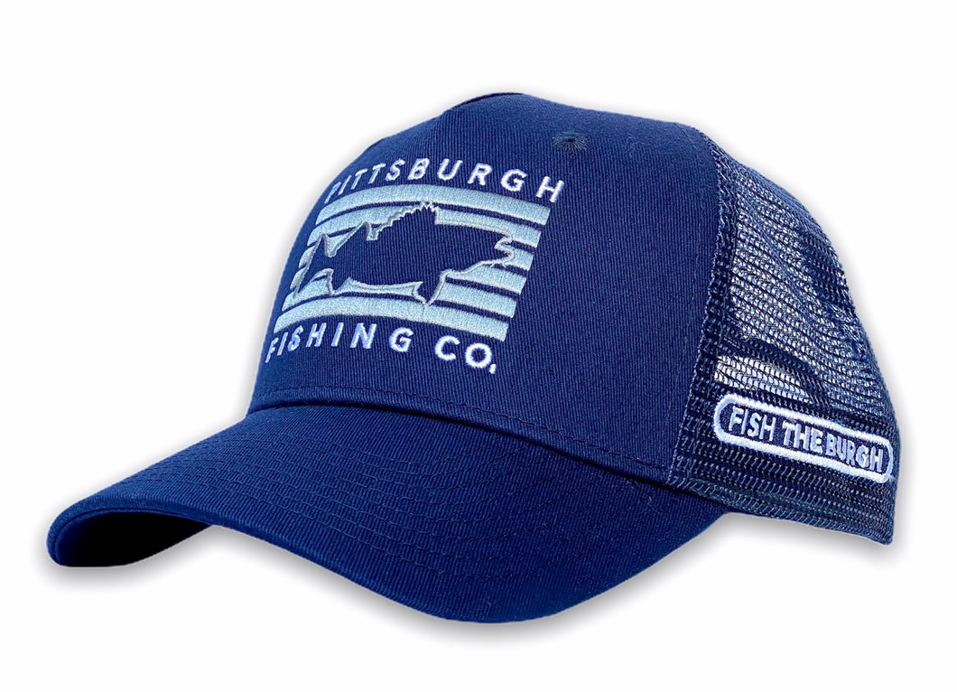 Pittsburgh - Fish Rectangle Hat - Navy